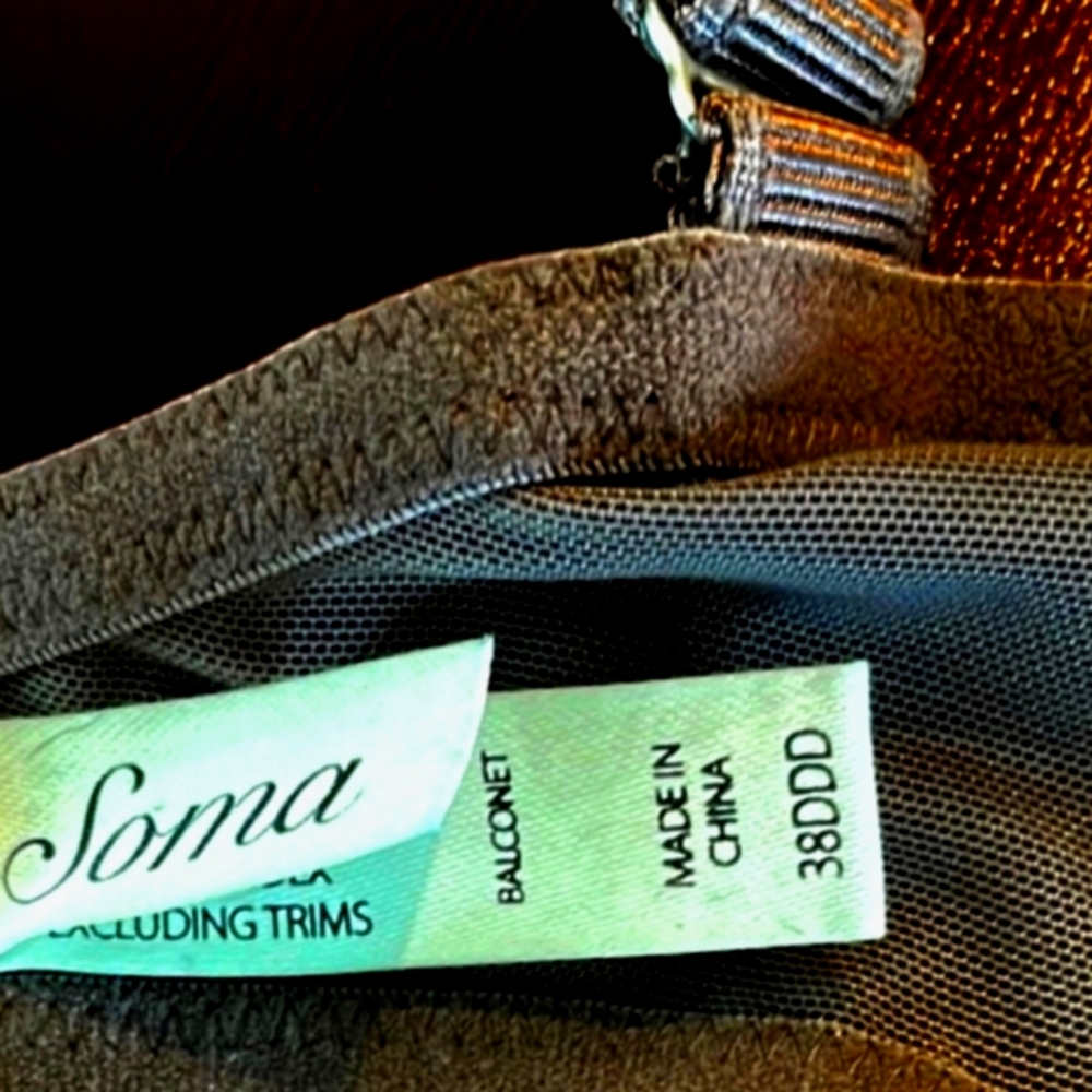 SOMA BRA Embroidered BROWN size 38DDD SO PRETTY like new - Picture 3 of 4